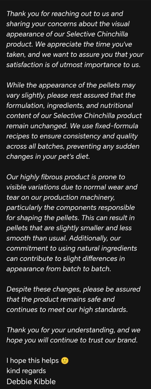 Supreme Science Selective Fortified Chinchilla Diet expiry April 2026