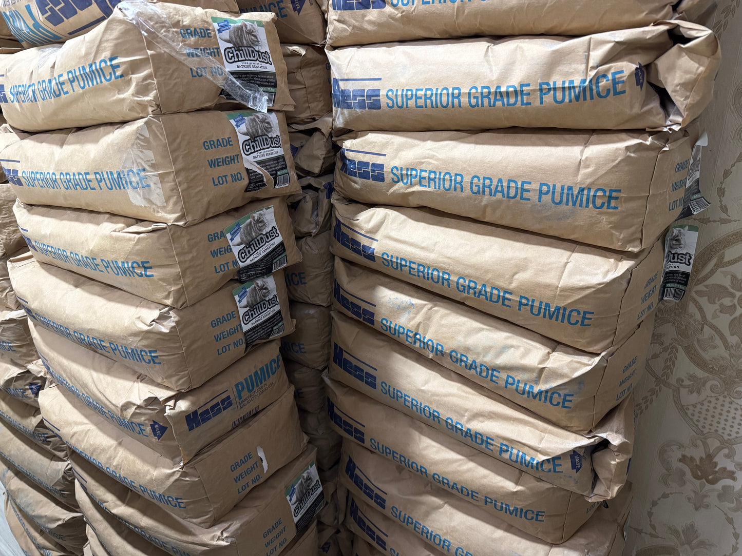 Authentic Chilldust Bath Dust Powder ECBC standard, imported and packed by HESS pumice USA. 11.26 kg packs at $100/ $8.88 per kg.