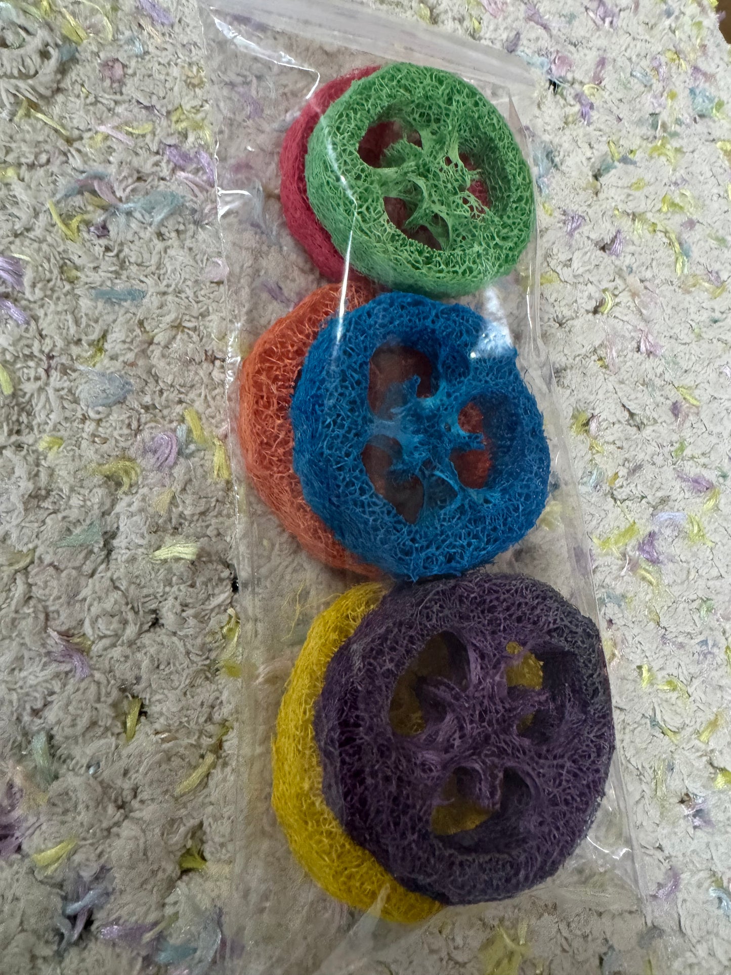 Natural Loofah / luffa and slices for digestion, play and gnawing (binder clip not included)