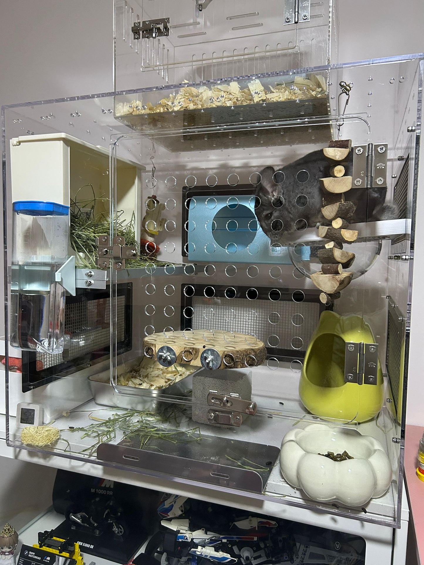 Small Premium 2 tiered acrylic cage 24x 18x 22 inches with 1 tiled platform highest quality cage without accessories