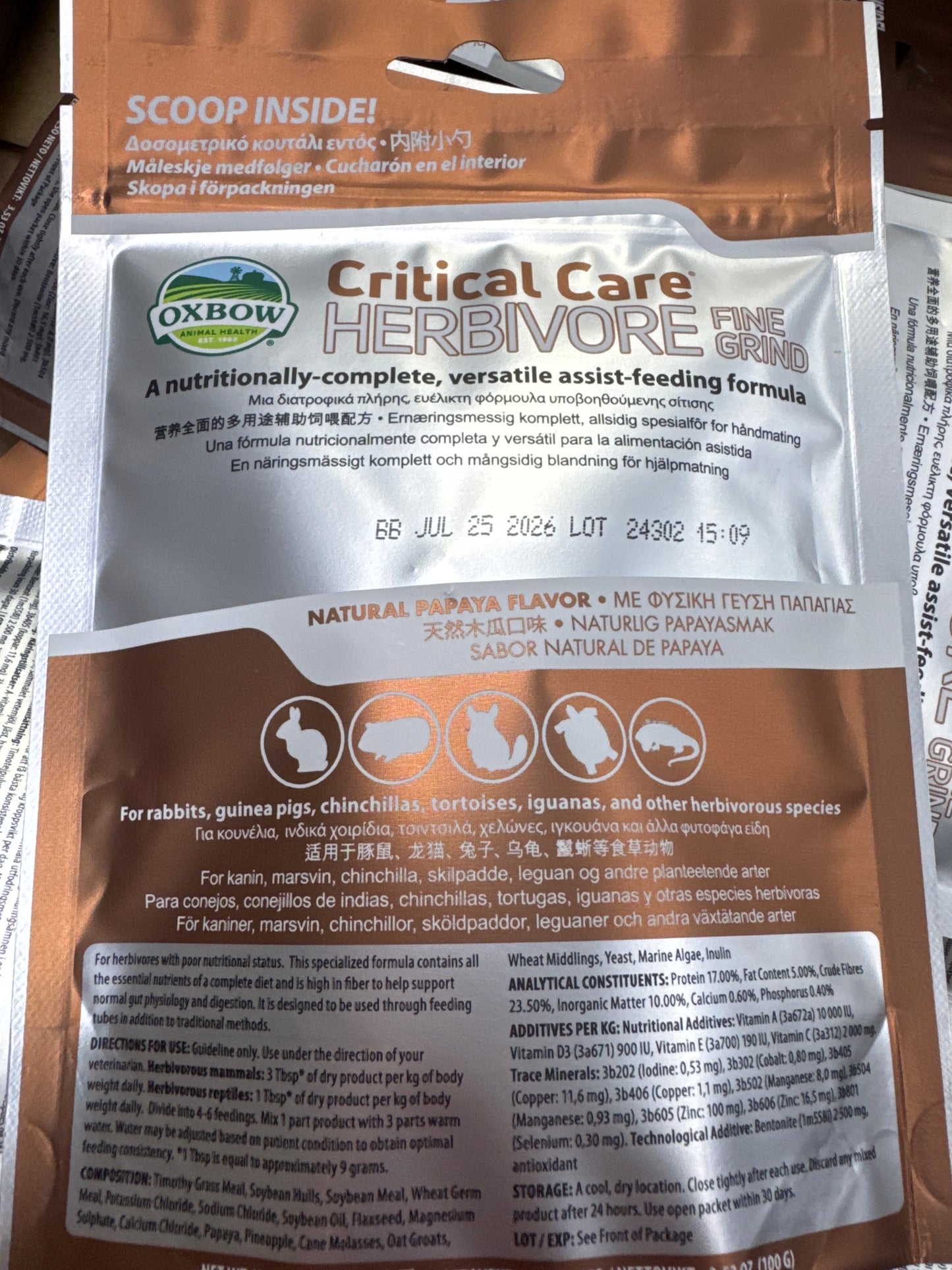 Oxbow critical care – Apple Banana CC & Fine Grind Papaya CC