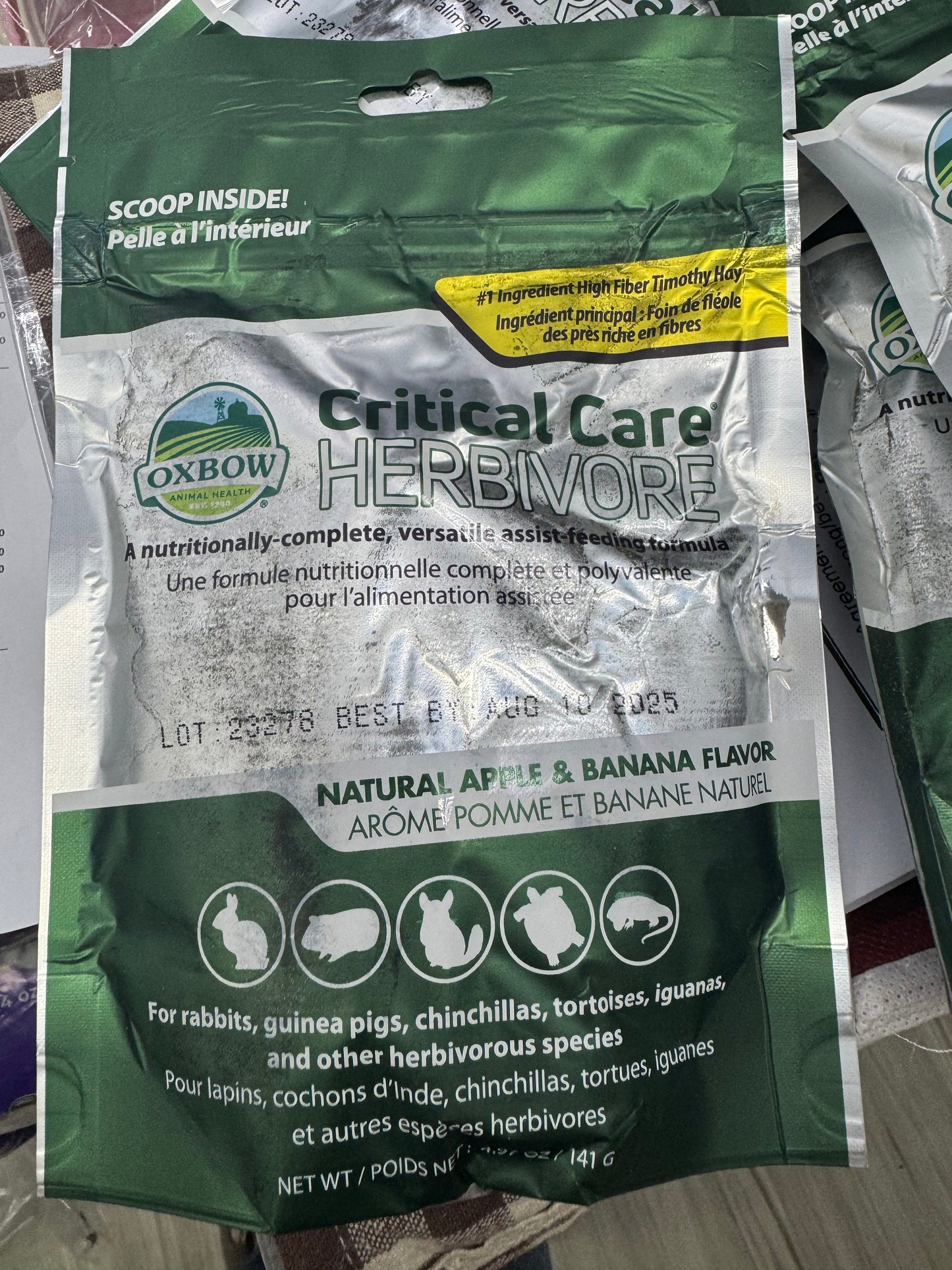 Oxbow critical care – Apple Banana CC & Fine Grind Papaya CC