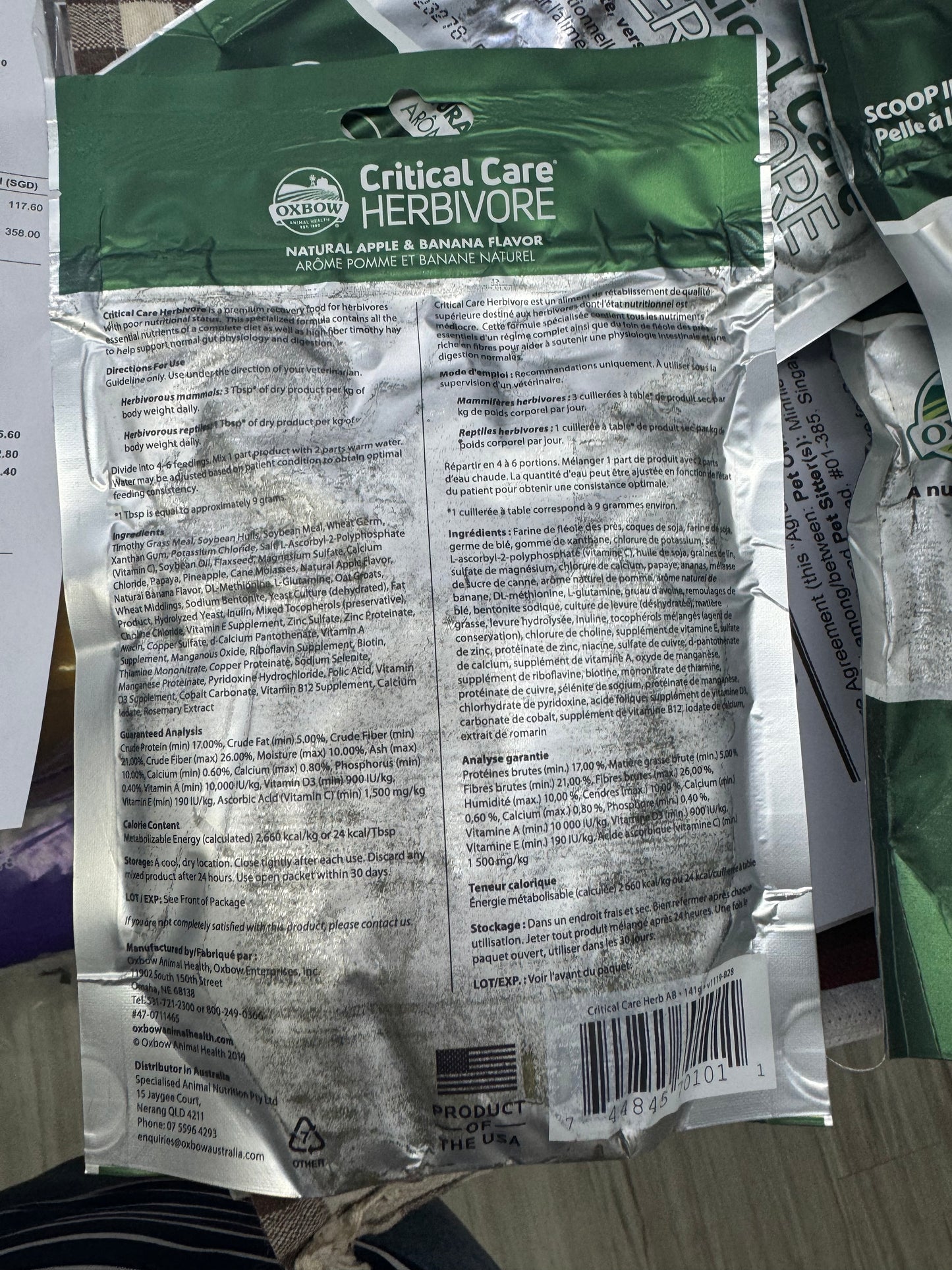 Oxbow critical care – Apple Banana CC & Fine Grind Papaya CC