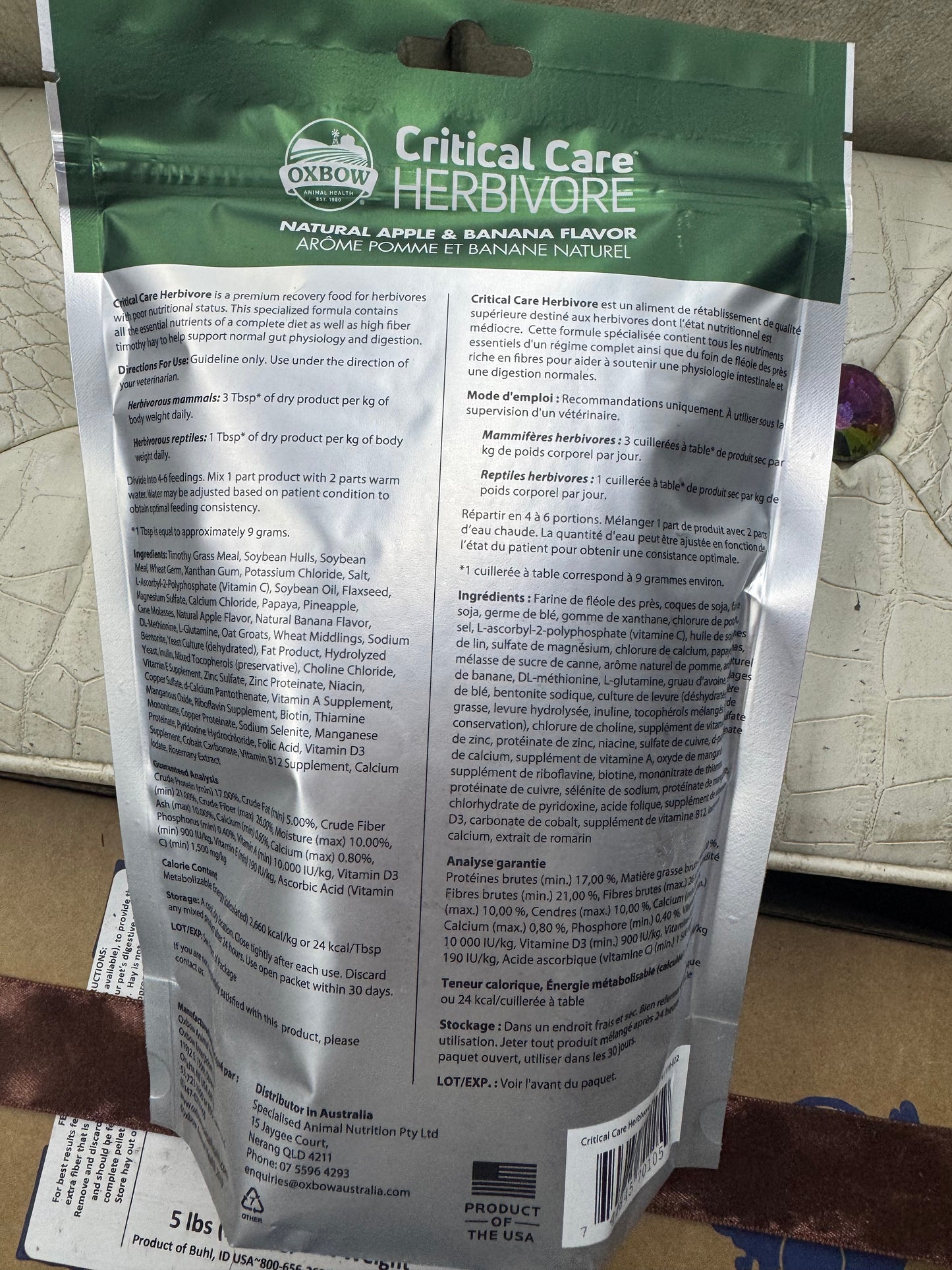 Oxbow critical care – Apple Banana CC & Fine Grind Papaya CC