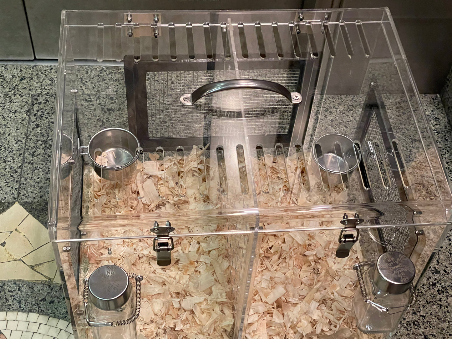 Medium Acrylic pairing cage cum carrier / temporary cage for 2 to 3 chinchillas