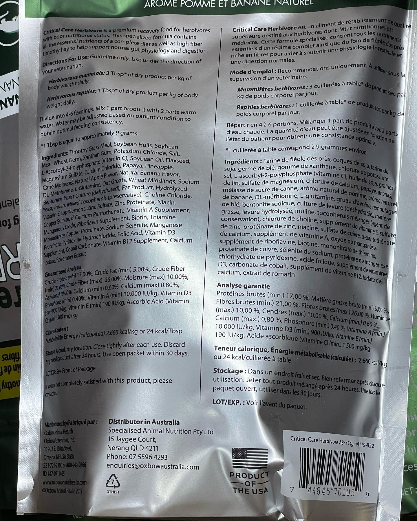 Oxbow critical care – Apple Banana CC & Fine Grind Papaya CC