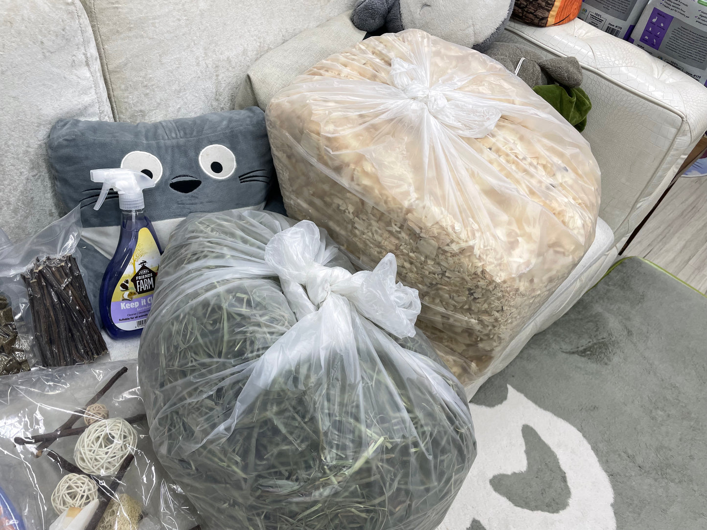 Necessities (Food, hay, bedding, dust, dust house, disinfectant etc 13 items)