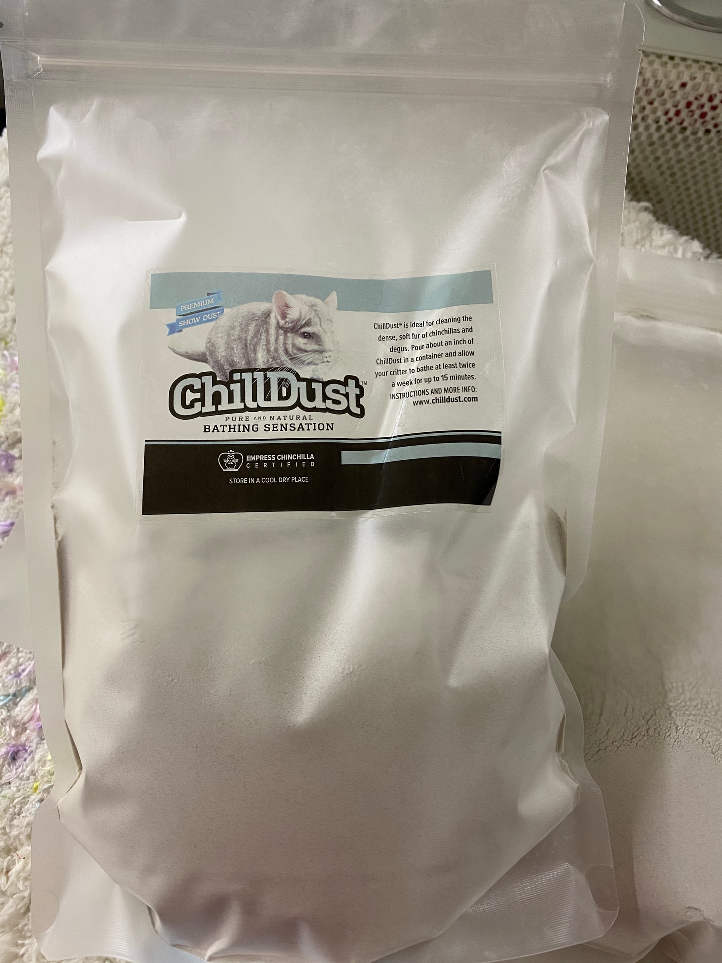 Authentic Chilldust Bath Dust Powder ECBC standard, imported and packed by HESS pumice USA. 11.26 kg packs at $100/ $8.88 per kg.