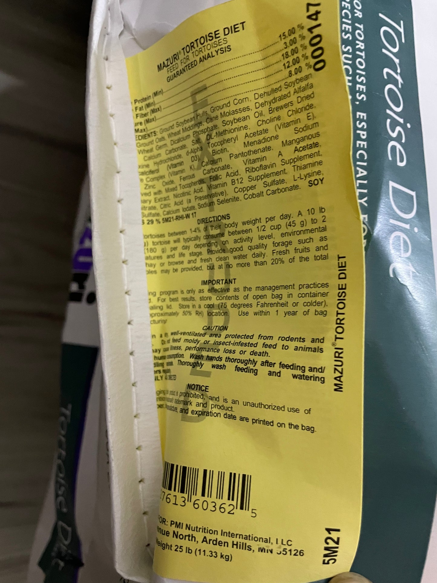 Mazuri 5M21 Tortoise Pellets expiry August 2026