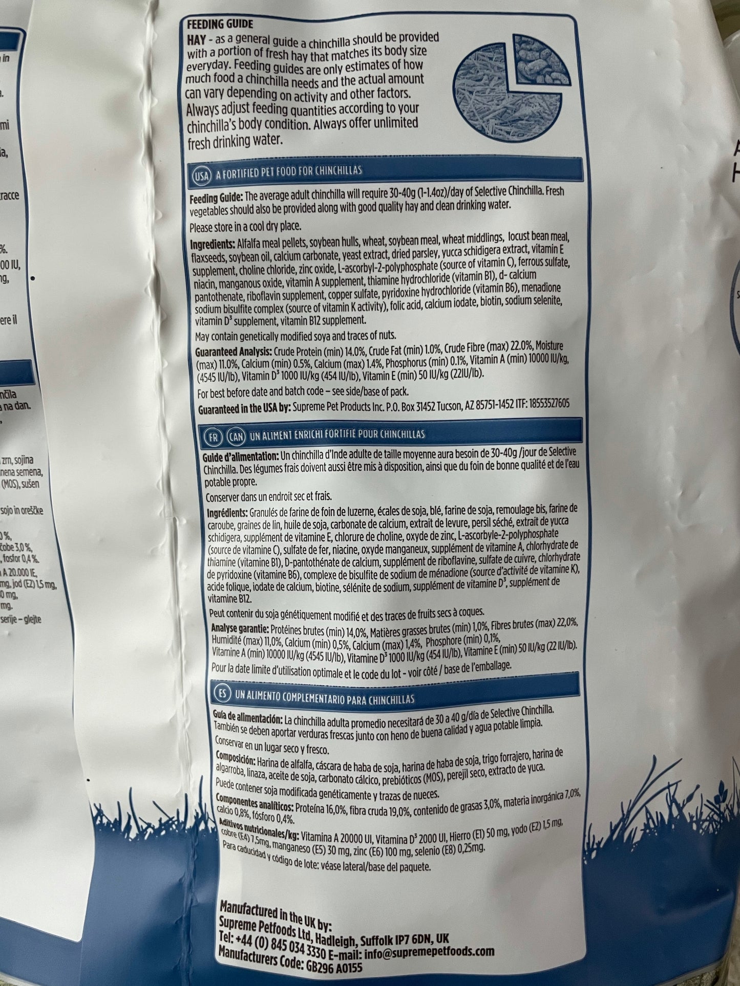 Supreme Science Selective Fortified Chinchilla Diet expiry April 2026