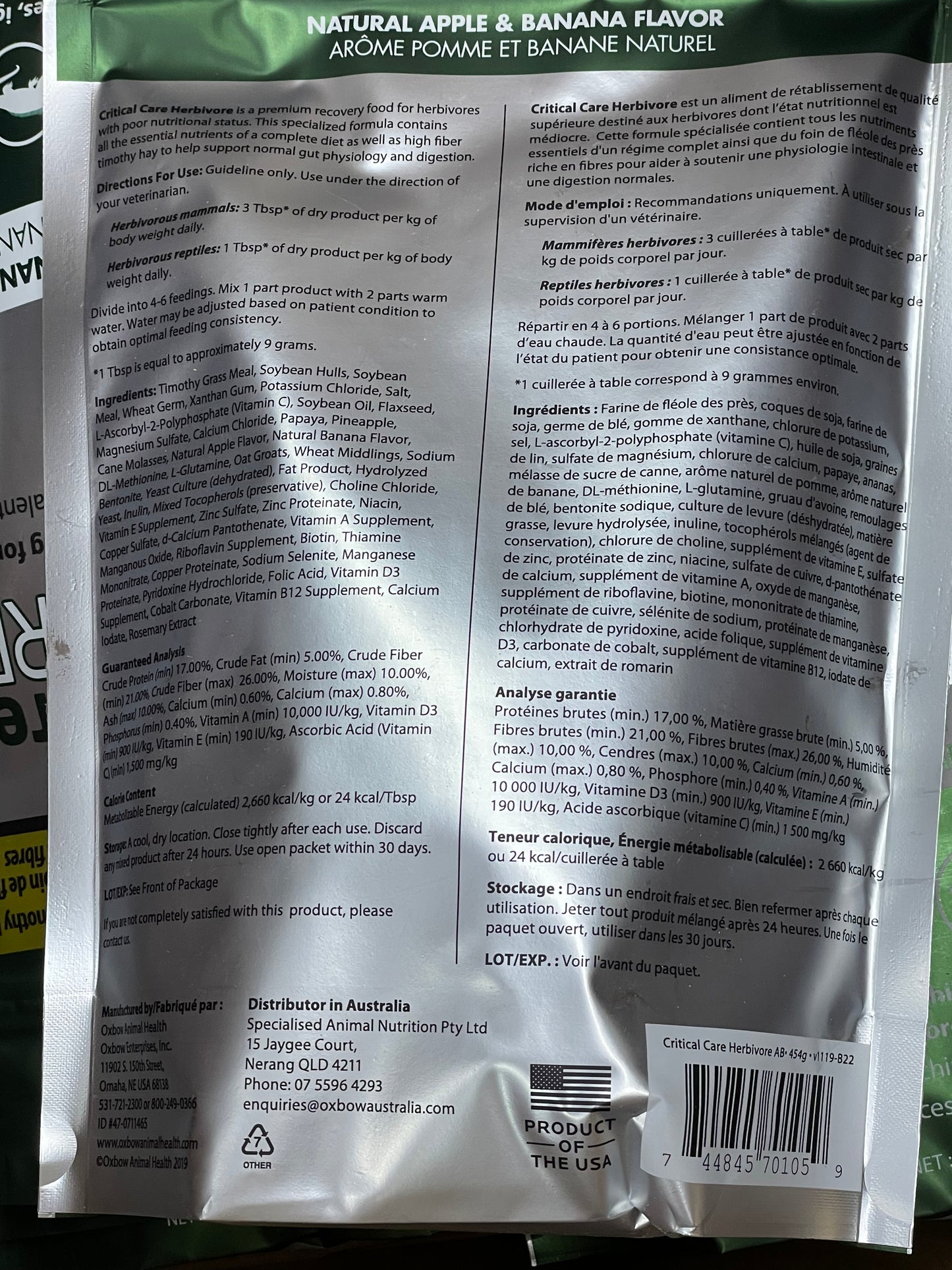 Oxbow critical care – Apple Banana CC & Fine Grind Papaya CC