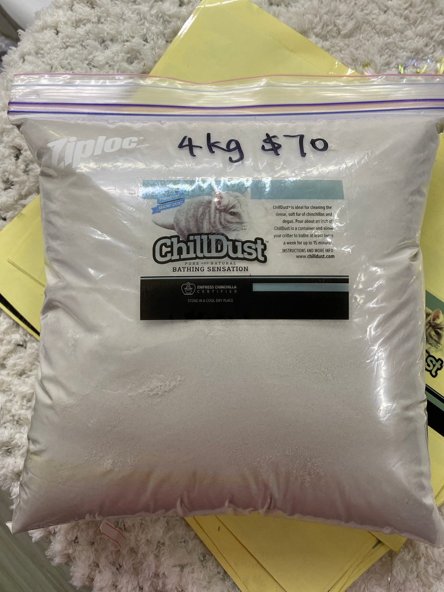 Authentic Chilldust Bath Dust Powder ECBC standard, imported and packed by HESS pumice USA. 11.26 kg packs at $100/ $8.88 per kg.