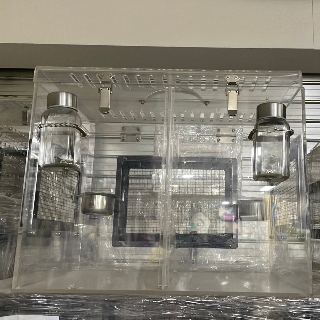 Medium Acrylic pairing cage cum carrier / temporary cage for 2 to 3 chinchillas