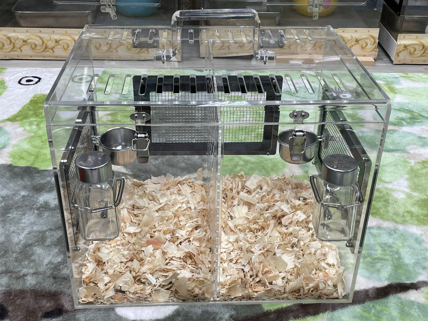 Medium Acrylic pairing cage cum carrier / temporary cage for 2 to 3 chinchillas