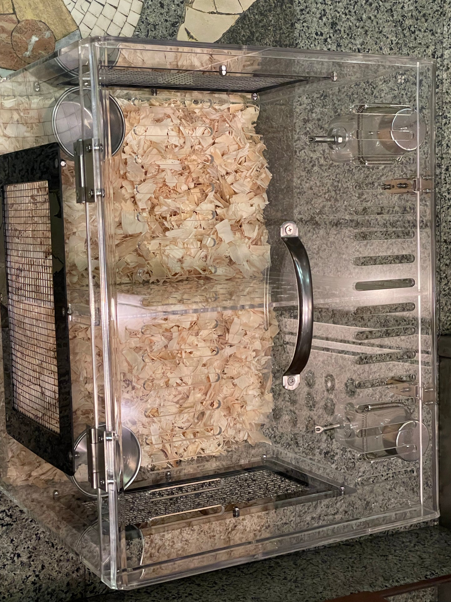 Medium Acrylic pairing cage cum carrier / temporary cage for 2 to 3 chinchillas