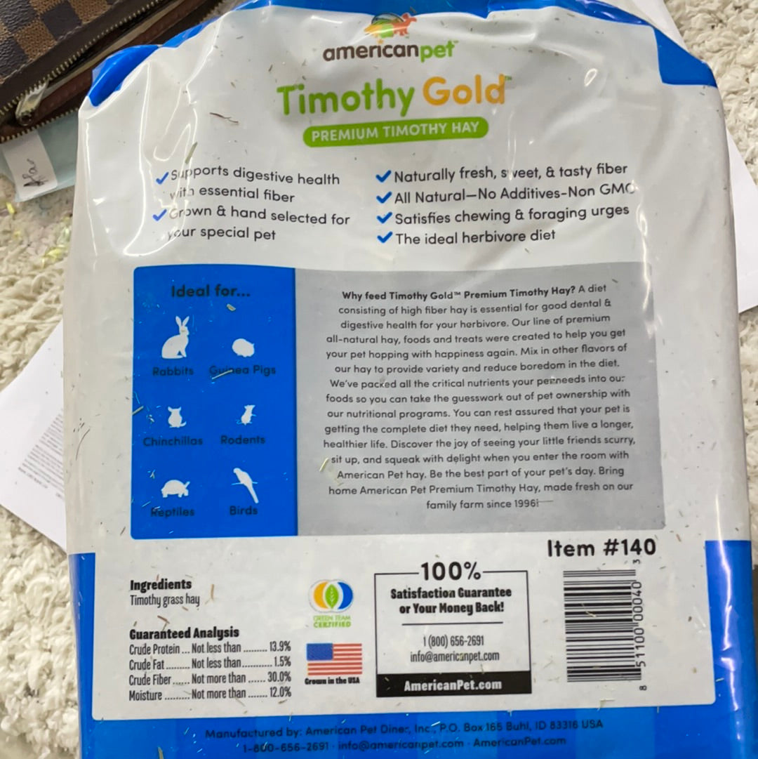 American Pet Diner APD Gold Timothy Hay soft 10/2026 highly palatable/ popular batch (taste test or sample avail) please return good hay bits ๐