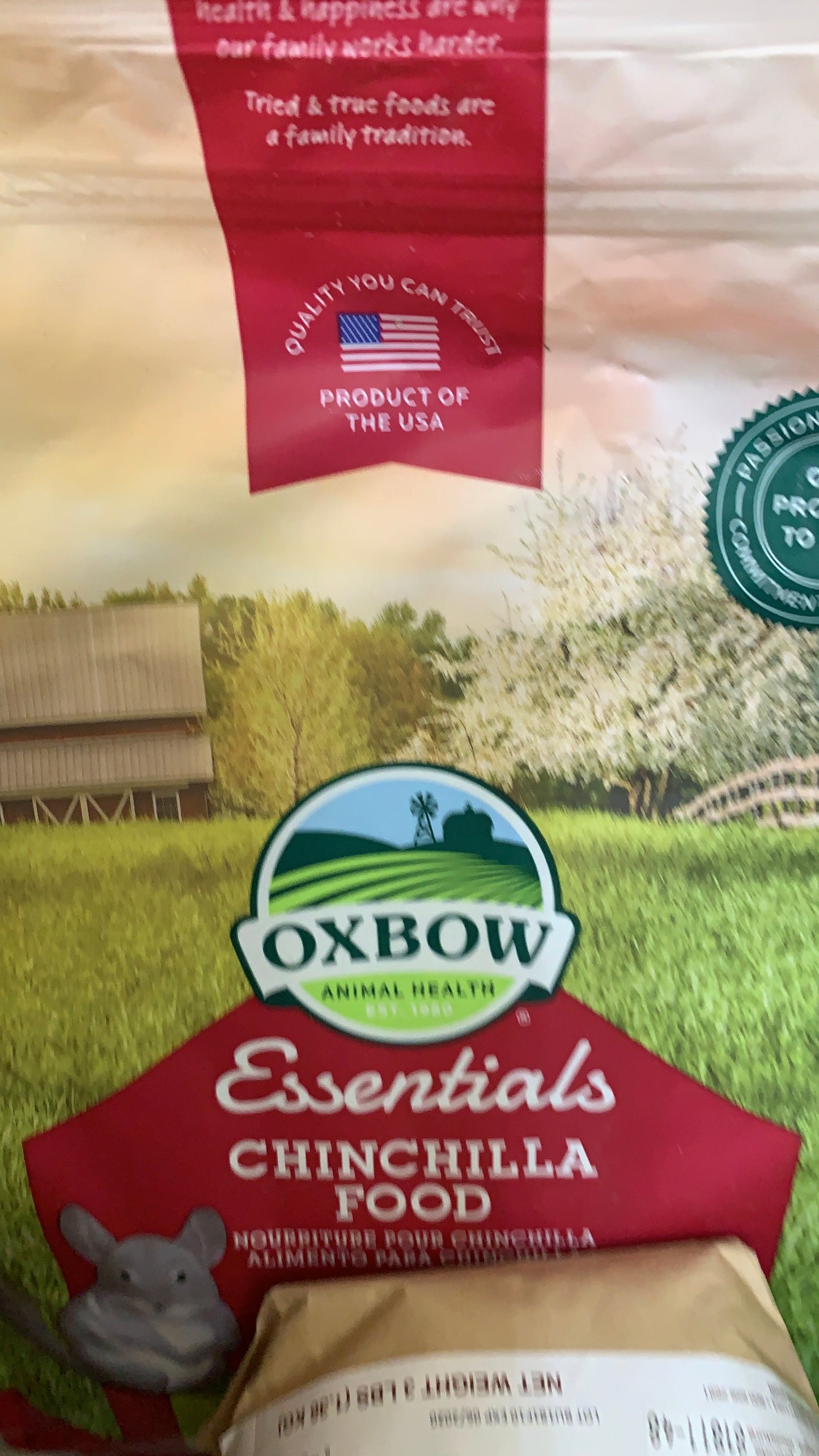 Oxbow Essentials Chinchilla Food 10lbs /4.5 kg Expiry March 2027