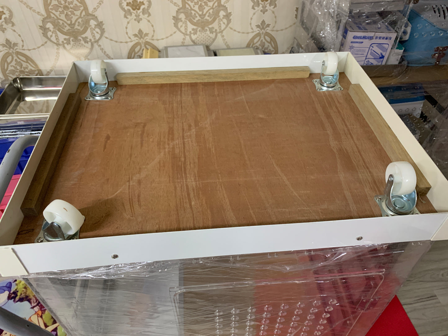 Customised trolleys / trolley base with strong board 60 cm x 45 cm x 8 cm including 2 inch nylon wheels