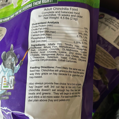 Sherwood Adult Chinchilla Food 2 kg (4.5lbs) Expiry Nov 2025