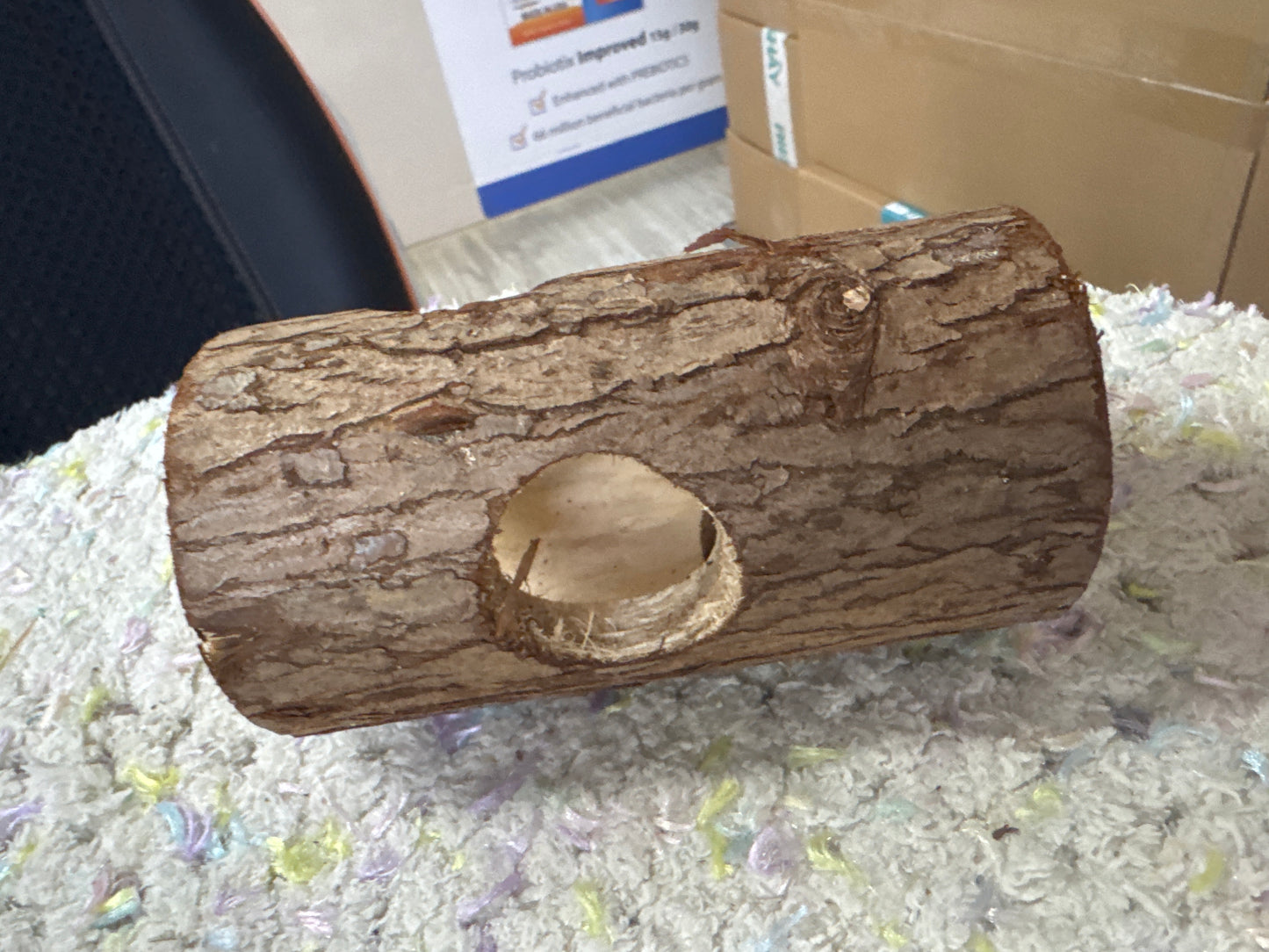 Chew Toy log/ Edible Tunnel with 4 to 6 holes for stuffing hay