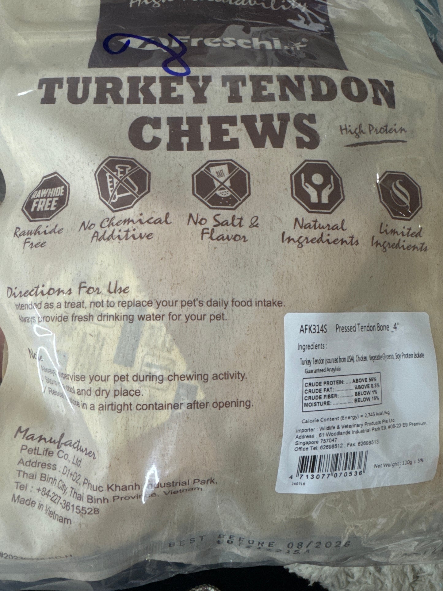 Afreshi Natural Turkey Tendon Dog chews lowest prices for dogs (safe treats) Premium quality USA turkey meat