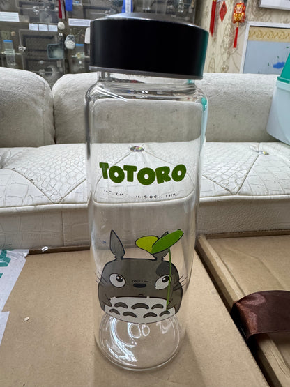 Glass Bottles: Leak proof needle tip laboratory Totoro glass water bottles with regular thicker nozzle or thin nozzle for acrylic carriers
