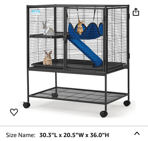 USA Wire Metal Rolling Ferrets Cage, 2-Tiers Small Animal Cage for Chinchillas, 0.5 inch Bar Spacing with Removable Ramp & Platform 76.2 cm x 52 cm x 91.4 cm LBH imported in July 2024