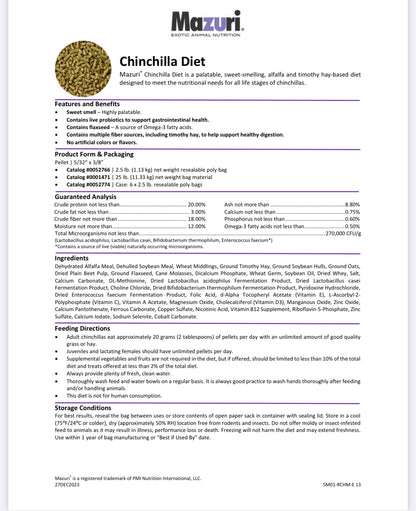 Mazuri 5M01 Chinchilla Pellets Expiry April 2026
