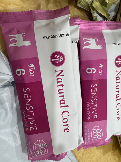 Natural Core organic dog food kept in aircon shop, individual smaller packs