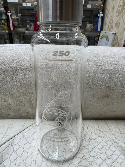 Glass Bottles: Leak proof needle tip laboratory Totoro glass water bottles with regular thicker nozzle or thin nozzle for acrylic carriers