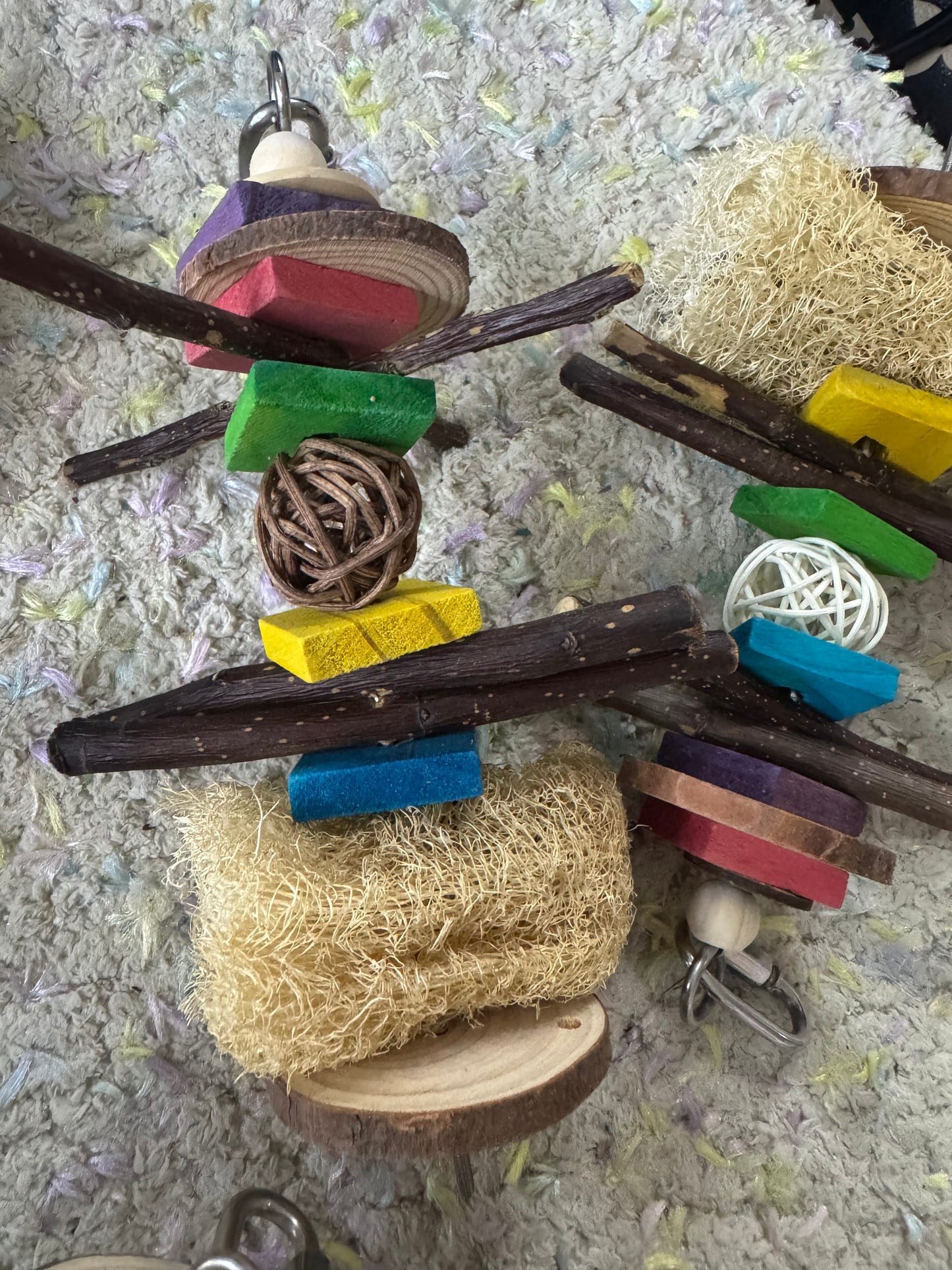 18 cm toy: good quality skewer cum chew toy hanger/skewer reusable with chew toys (each)