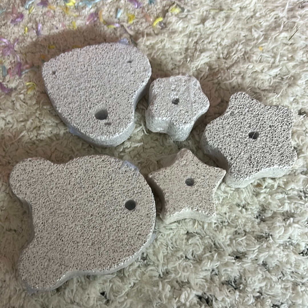 Gnaw Stone/ stones/ rocks grinding block/ heart shaped, Mickey Mouse head, flower shaped all drilled holes in centre