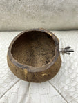 Baked small coconut shell food bowl to hold hay/ food and for gnawing.