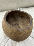 Baked small coconut shell food bowl to hold hay/ food and for gnawing.