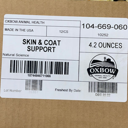 Oxbow Skin and Coat expiry Feb 2026