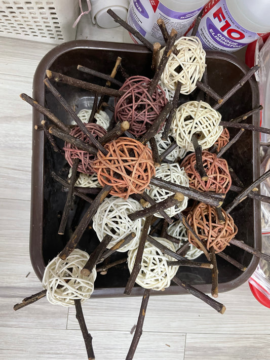 Satellite Toss Toys —-Apple sticks and medium vine /rattan