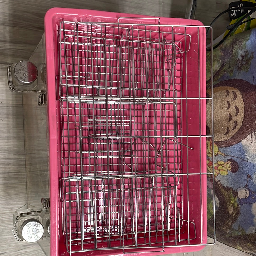 Small size deep base wire cage with horizontal grilles for pairing or as carrier