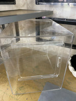 Acrylic dust bath house with removable sliding door and top cover