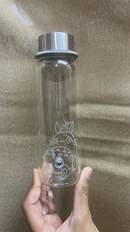 Glass Bottles: Leak proof needle tip laboratory Totoro glass water bottles with regular thicker nozzle or thin nozzle for acrylic carriers